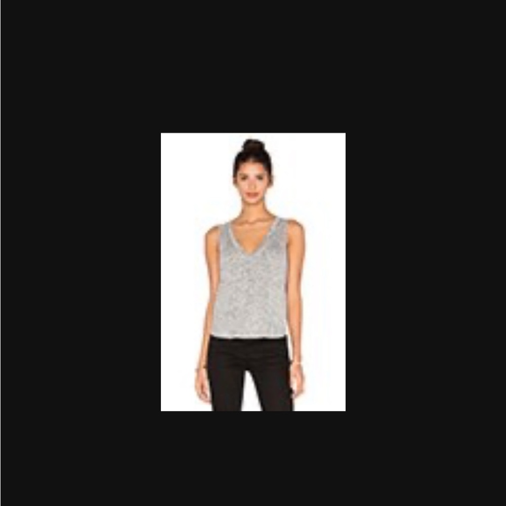 Riller & Fount Light Gray Fringe Tank Top